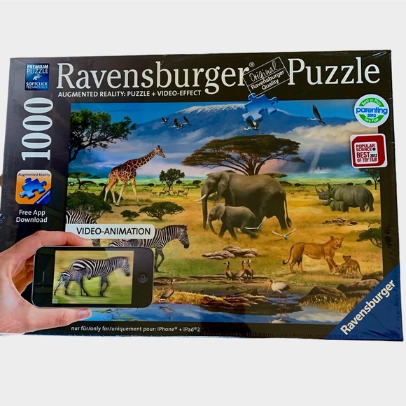 Ravensburger 1000 Piece Puzzle Animals Africa Elephant Zebra Giraffe Animation - Picture 1 of 7